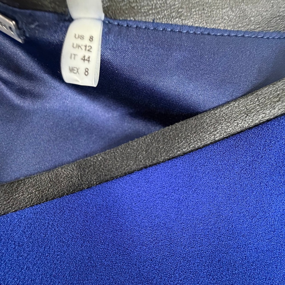 Elie Tahari Royal Blue Sheath Dress Asymmetrical Neck Career Work Cocktail‎ Sz 8 - Picture 7 of 16